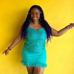 Blue Sequin Tank Top *Extended Sizes